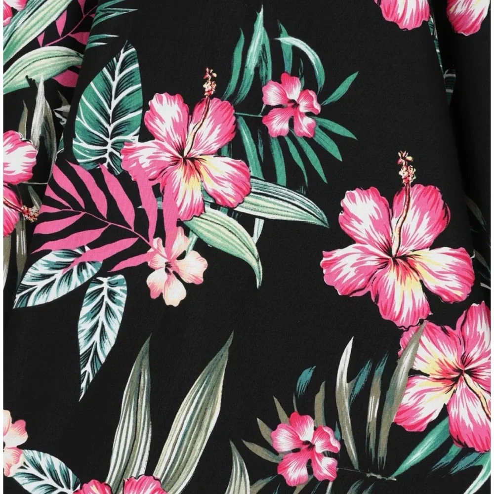 Hell Bunny Kalani 50’s Tropical Flower Pinup Swing Skirt 2X — fits 1X - Picture 3 of 15